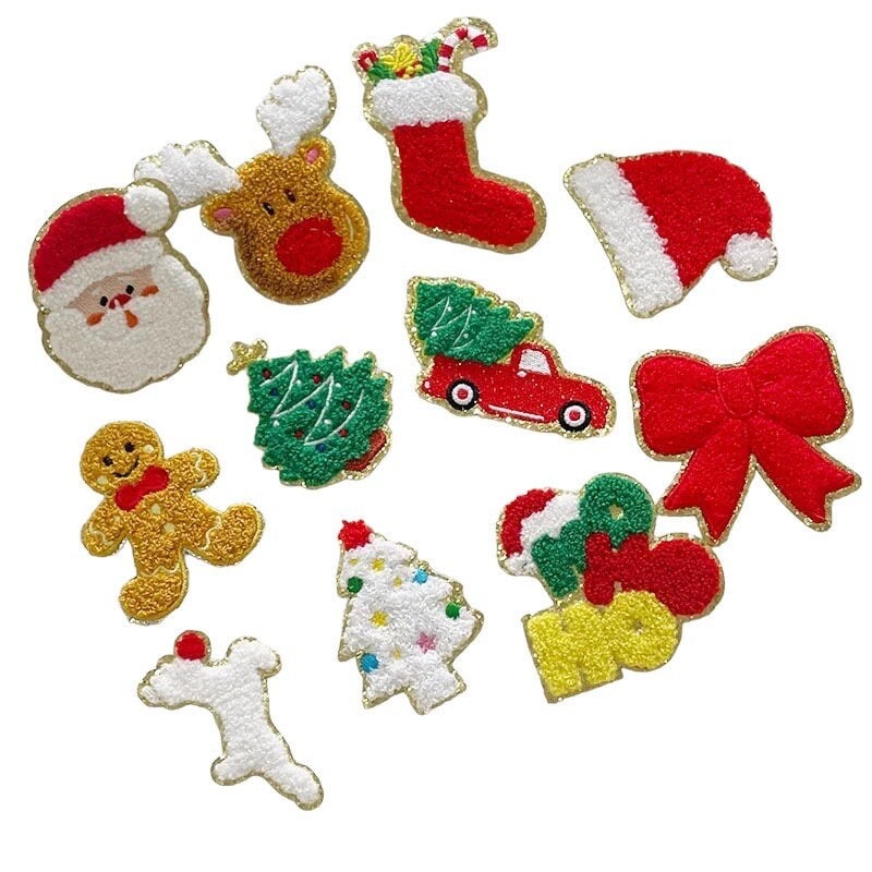 Gingerbread Man and Holiday Christmas Chenille Patches